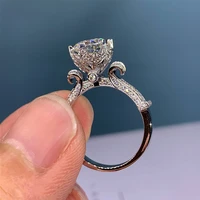 fashionable female small round zircon ring vintage silver wedding jewelry promises ladies crystal party wedding rings for womem