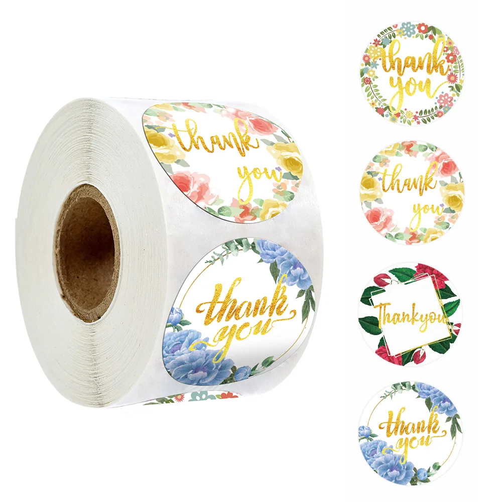 

1 inch Stickers Floral Thank You Sticker for Kids Birthday Gift And Reward Toy Box Seal Labels 500pcs/roll Cute Stickers