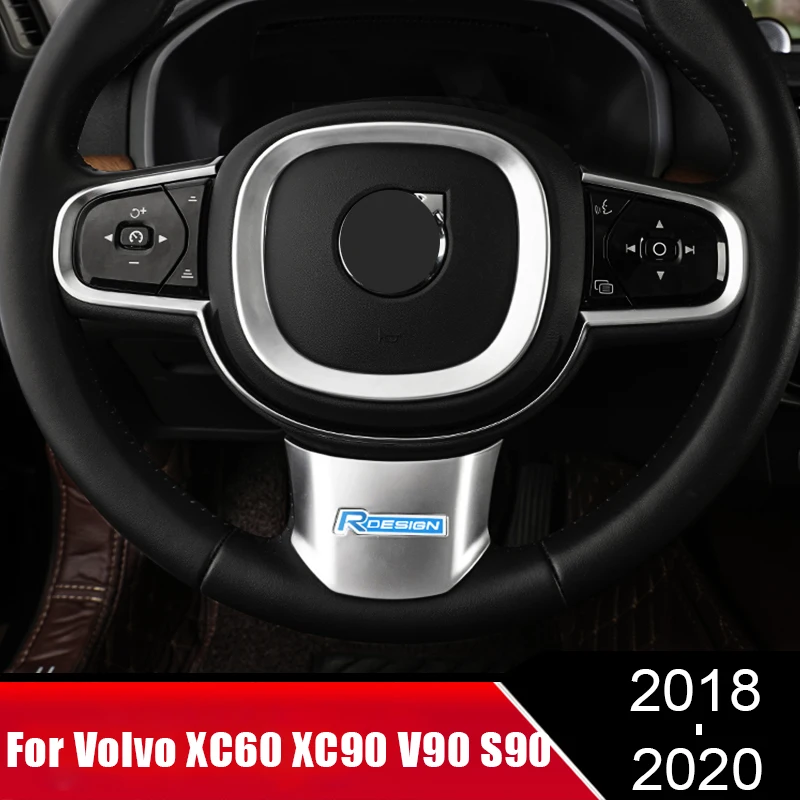 

For Volvo XC60 XC90 V90 S90 2018 2019 2020 ABS Carbon Car Steering Wheel Trim Decoration Cover Stickers Internal Accessories