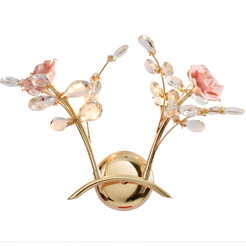 Керамический Настенный светильник бра украшенный цветами для девочек