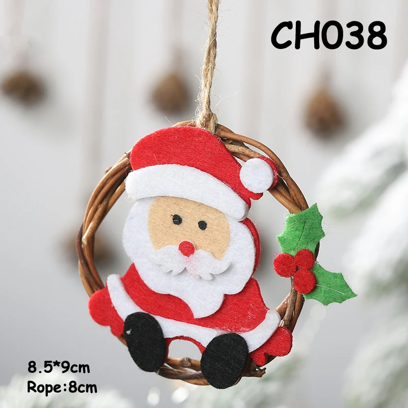 CH038 Санта Клаус Снеговик ротанга Кольцо Кулон нетканый тканевая дверца окно Декоративная гирлянда украшения рождественской елки для нового года - Цвет: CH038