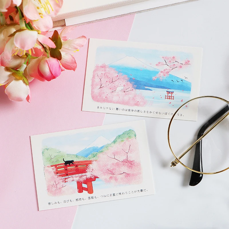 28 шт./кор. японские вишневые открытки Красивые пейзажи творческие lomo маленькие