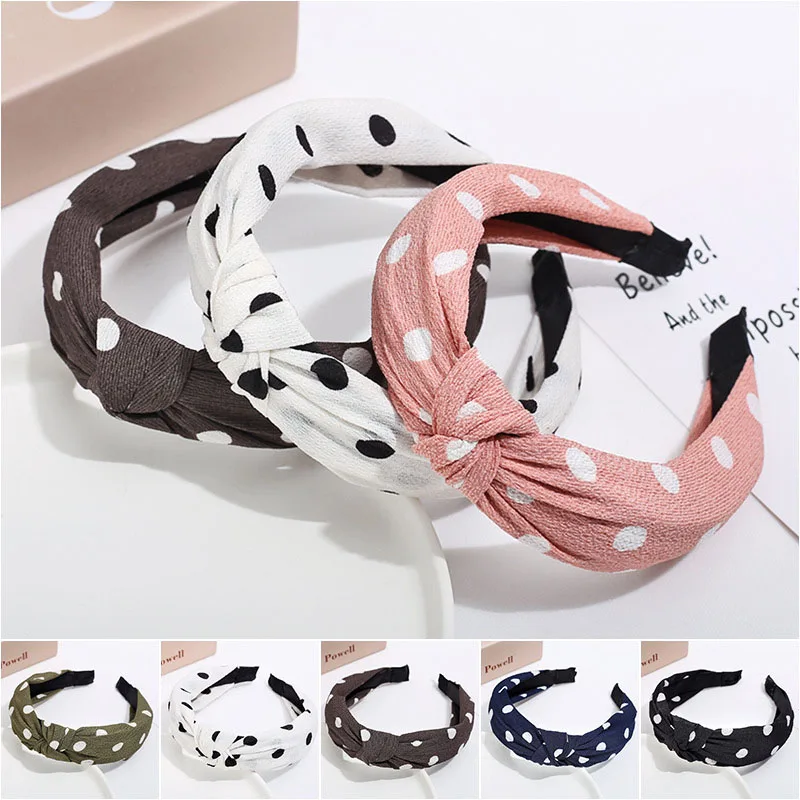 

Knotted Soft Fabric Classic Polka Dot Hairband Headwear for Womens Headband for Wash Face Face Makeup Hair Accessories for Girls