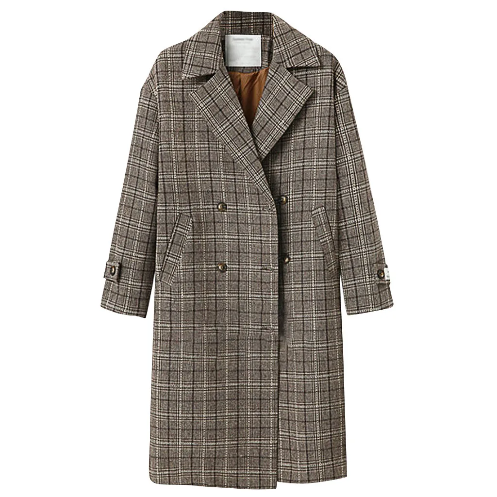 Классическое дамское пальто SAGACE свободное двубортное большого размера с