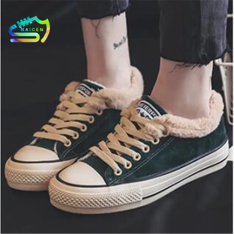 

NAICEN Women Winter Fur Ankle Boots Comfortable Thick Plush Keep Warm Sneakers Ladies Flock Platform Cotton Shoes Botas Mujer