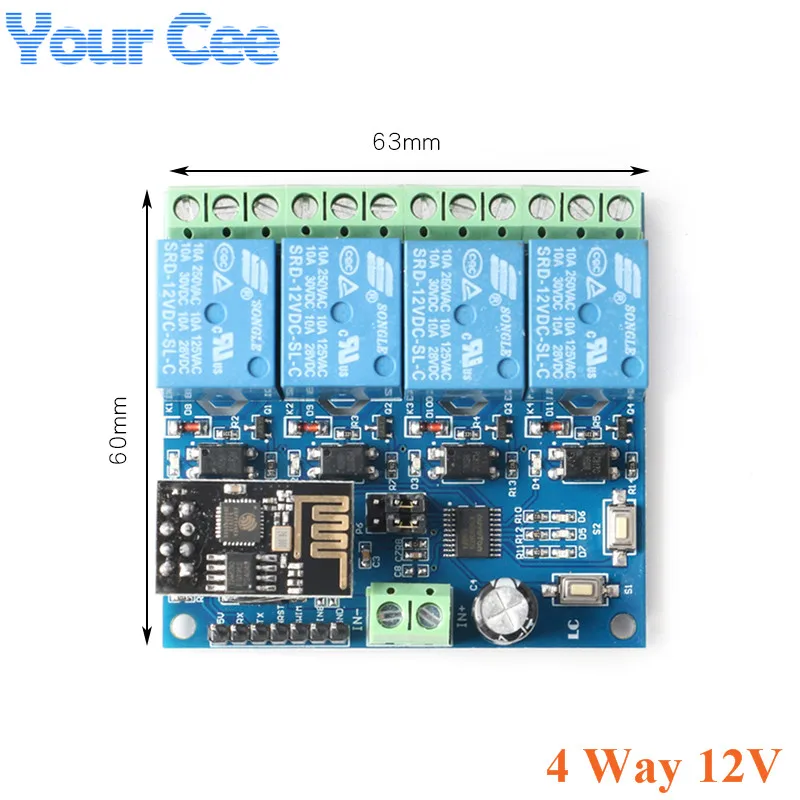 Релейный модуль для умного дома ESP8266 ESP 01 5 В/12 В 1/2/4 канала Wi Fi|Интегральные схемы| |