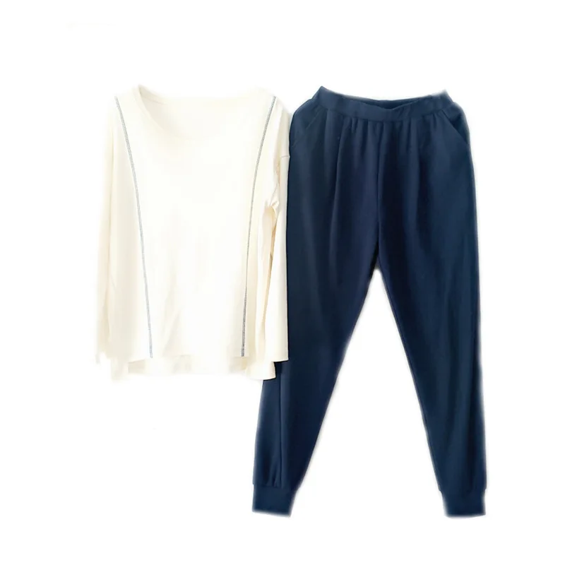 

Spring of 2021 age season new pajamas women set of head wear leisurewear ms breathable long-sleeved casual but outside