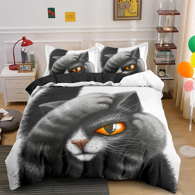 

С мультяшным рисунком жирного кота Постельное белье 2/3 шт милое одеяло пододеяльник комплекты с наволочка односпальная кровать Queen King Разме...