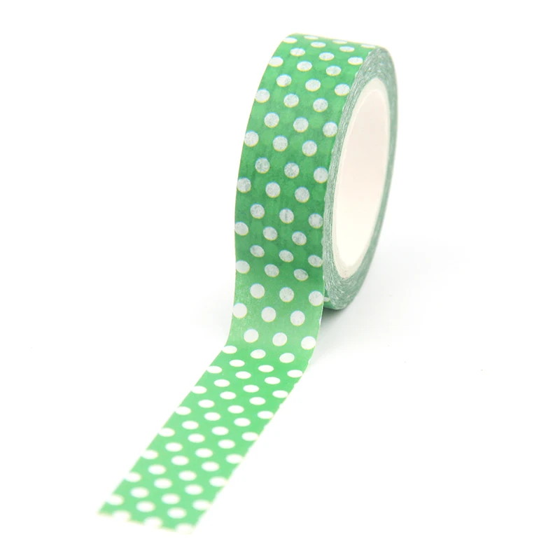 

1PC 15mm*10m Christmas White Dot Green Washi Tapes for Scrapbooking Masking Tapes Stationery office supplies designer mask
