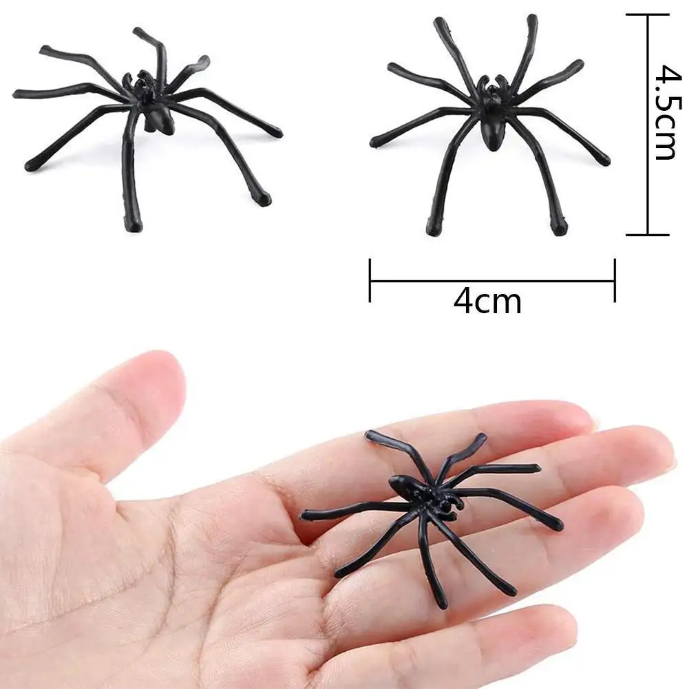 

100Pcs Halloween Decorative Spiders Small Black White Fake Props Plastic Funny Spider Novelty Joke Prank Toys Realistic O2C5