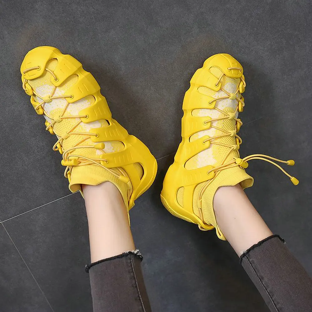 

Women's new flat socks breathable outdoor Flying weaving lace up Sneakers female light weight shoes B63-73 CBJD