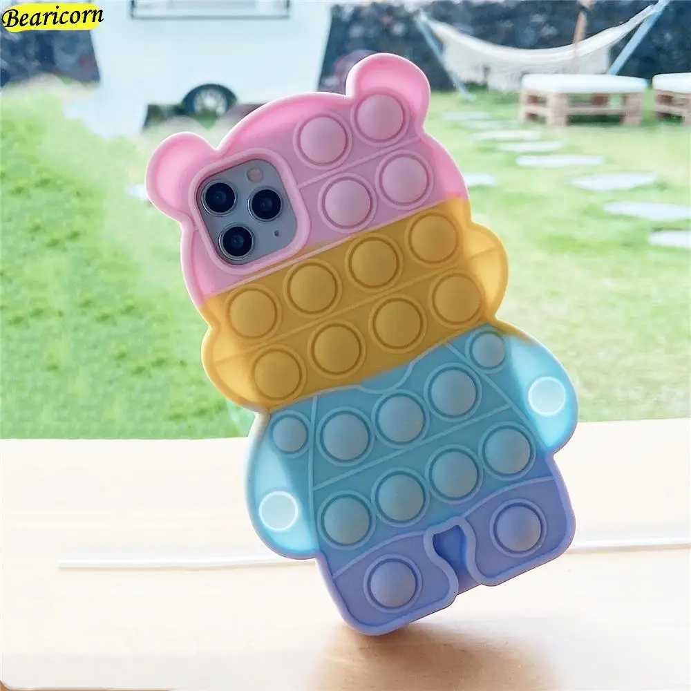 pop fidget toy bubble case for xiaomi mi poco m3 m2 redmi note 10 10s 9s 9 8 pro max 9t power 10x 4g soft silicone rainbow cover free global shipping
