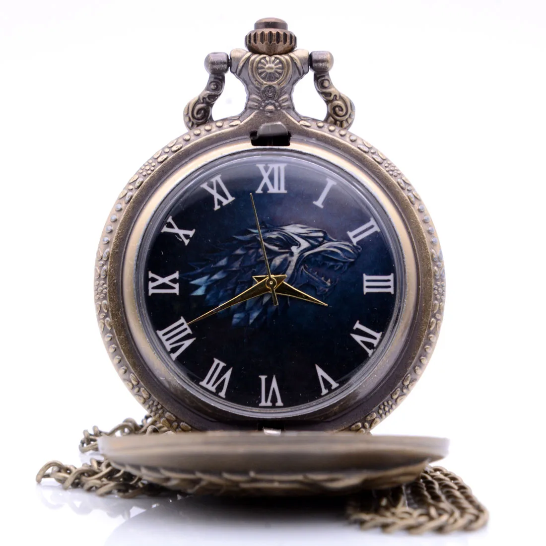 Винтажная Античная зима: дом Starks семья кварцевые карманные часы ожерелье мужские