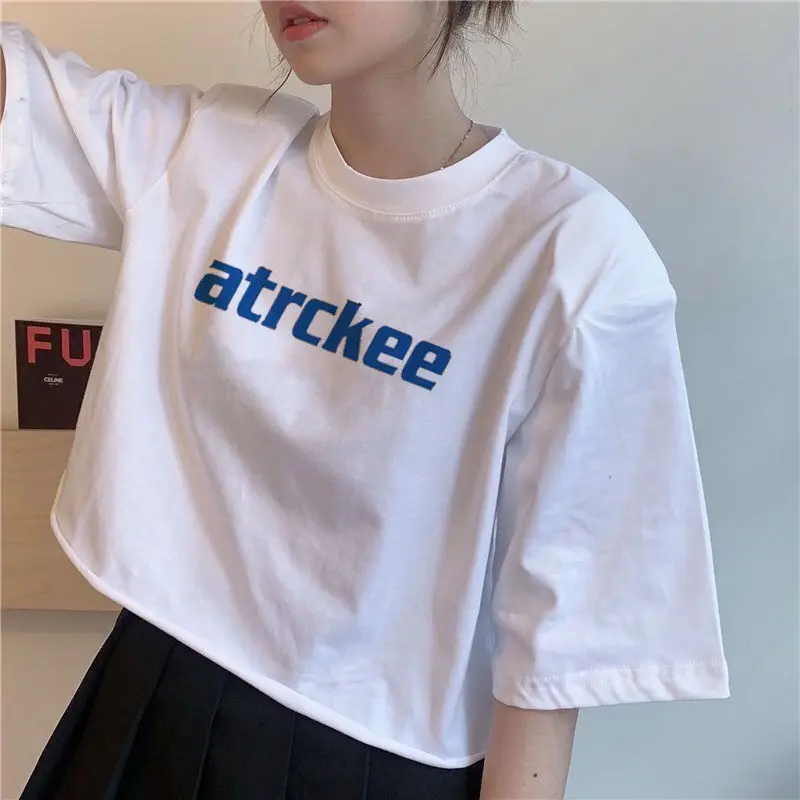 Женские футболки короткая футболка женские летние свободные топы с коротким