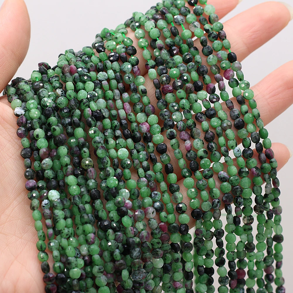

Beaded Natural Semi-Precious Stones Oblate Facete Red And Green Beads For Jewelry Making Charm Bracelet Accessories Ms Gift 4mm