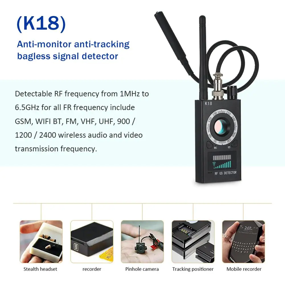 K18 мульти функция анти детектор Камера 1MHz 6.5GHz GSM устройство для подслушивания Finder