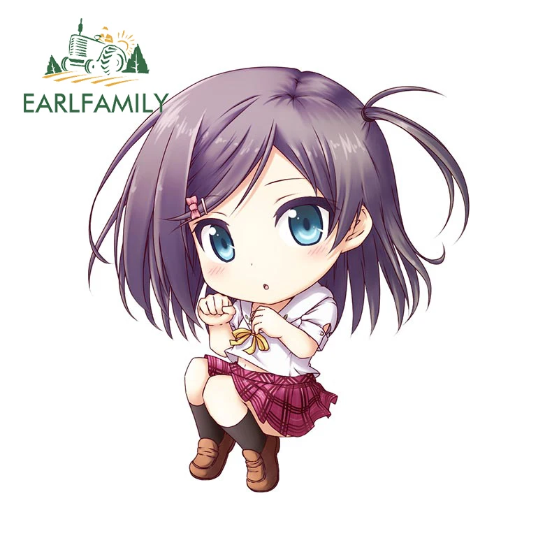 

EARLFAMILY 13cm x 11.6cm for Henneko Tsukiko Car Stickers Creative Personality Decals Scratch-Proof Trunk Windows Decoration