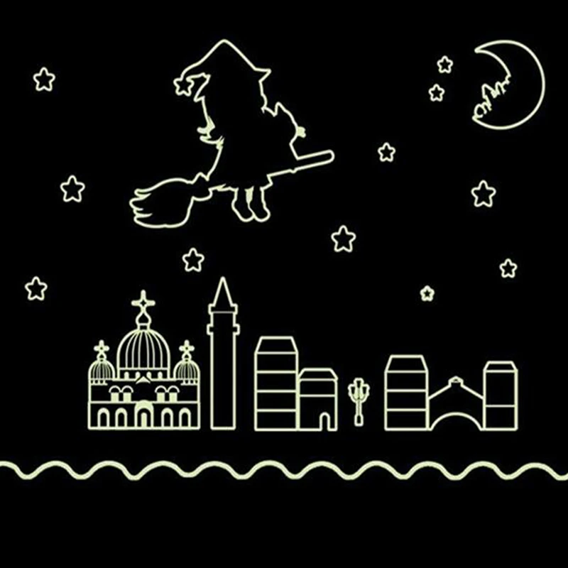 Флуоресцентные наклейки для детской спальни светящиеся звезды ведьма милые