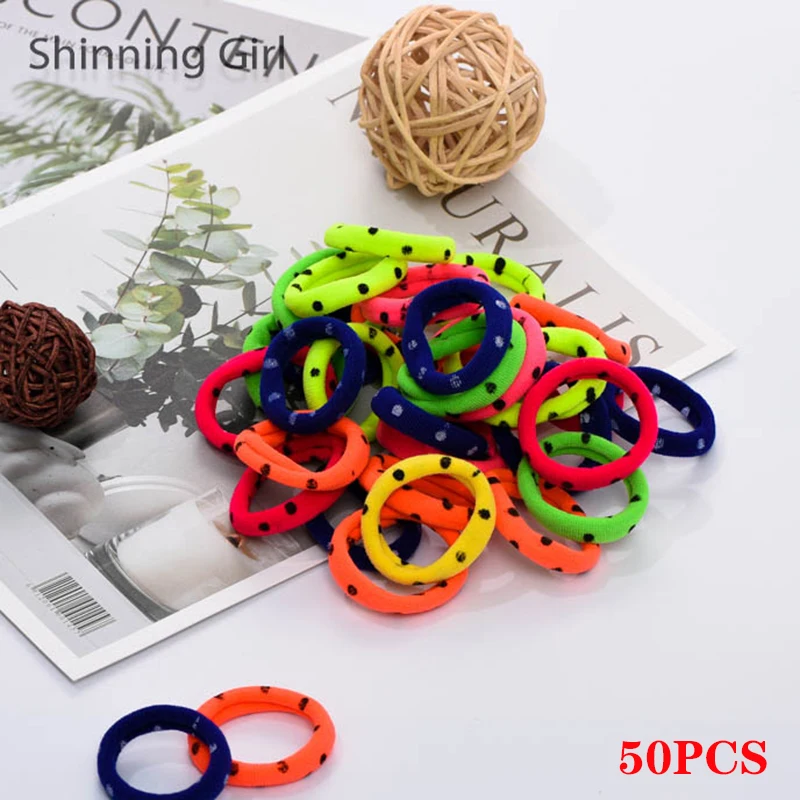 Point-50pcs 30 шт./50 шт., бесшовная Детская резинка для волос для девочек, эластичная резинка для волос, резинка для головы, держатель для волос, аксессуары для волос для детей - Окраска металла: Point-50pcs