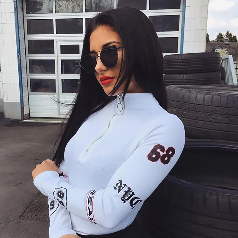 Женский Облегающий комбинезон AECU черный облегающий на молнии с высоким