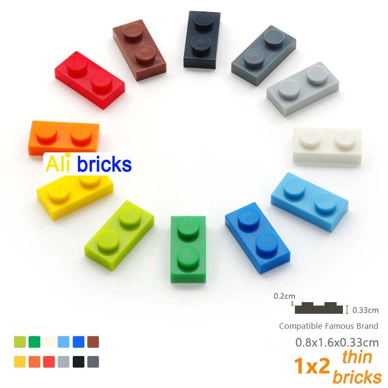 

1000pcs 1x2 Dots DIY Building Blocks Thin Figures Bricks Educational Creative Size Compatible With 3023 Toys for Children Gift