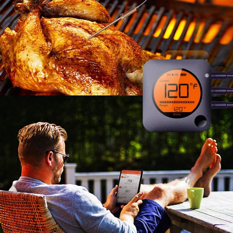 

Grill Thermometer,Bluetooth Meat Thermometer,Digital Bbq Meat Thermometer for Kitchen Food Cooking,Smart App Alarm