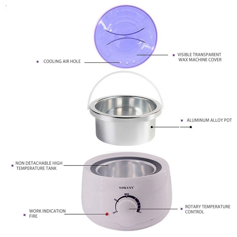 

SOKANY Electric Wax Heater Hand Feet Body Hair Removal Machine Hand Waxing Paraffin Epilator Mini SPa Wax Pot Kit EU Plug
