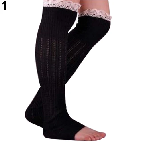 Женские зимние вязаные гетры с кружевной отделкой Вязаные гольфы|Гетры| |