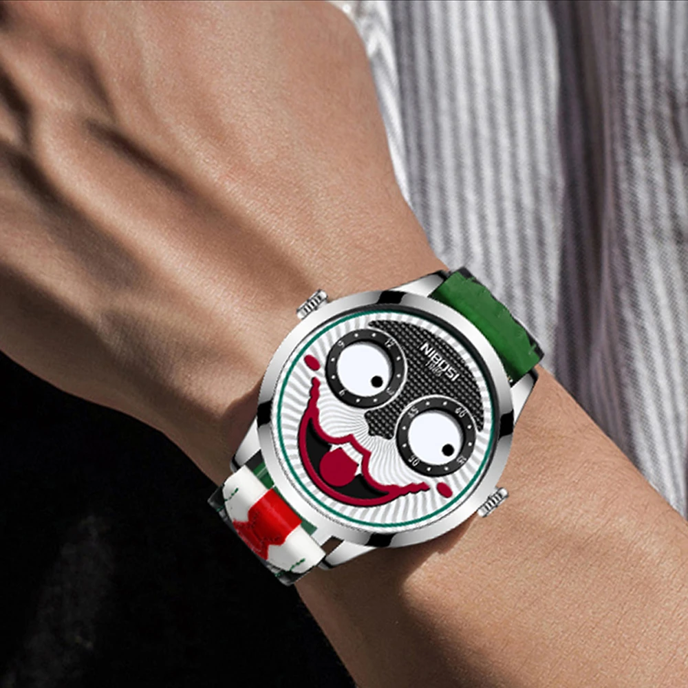 

New Arrival NIBOSI Mens Watches Creative Fashion Dress Joker Watches for Men Waterproof Top Brand Luxury DC Clown Watch Relogio