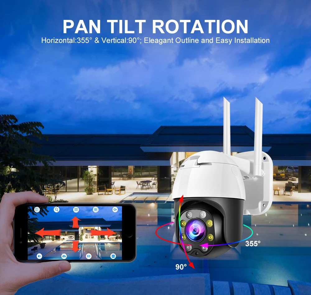5 мегапиксельная камера видеонаблюдения с Wi Fi уличная Ip 360 IP безопасности PTZ для