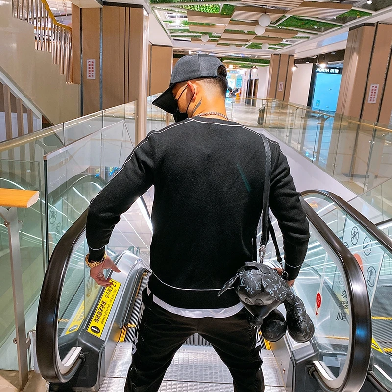 

2021 Autumn And Winter Men's Casual Cardigan Striped Sweater High Quality Fashion Slim