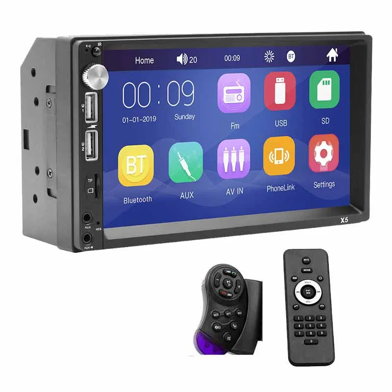 remote 7" Touch Screen Car Radio 2 Din Mirror Link Bluetooth MP5 Player External Mic Input Handsfree A2DP USB TF ISO Head Unit PHYEE X5 - Цвет: remote