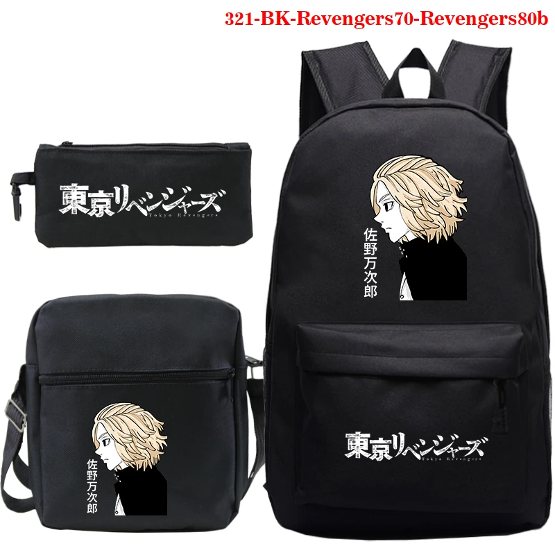 

Fashion 3pcs/set Schoolbag High Capacity Casual Backpacks Women Shopping Bag Children Pencil Case Tokyo Revengers Anime Backpack