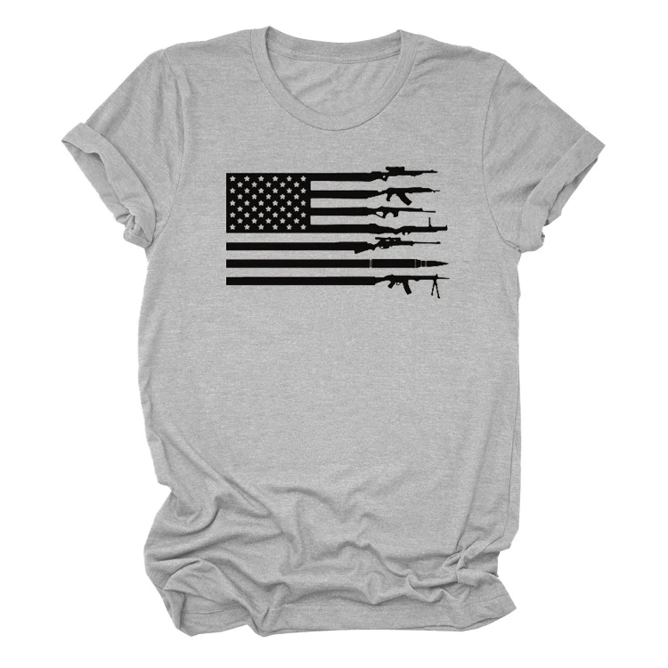 Рубашка с американским флагом и пистолетом модная футболка 4 июля США женская для