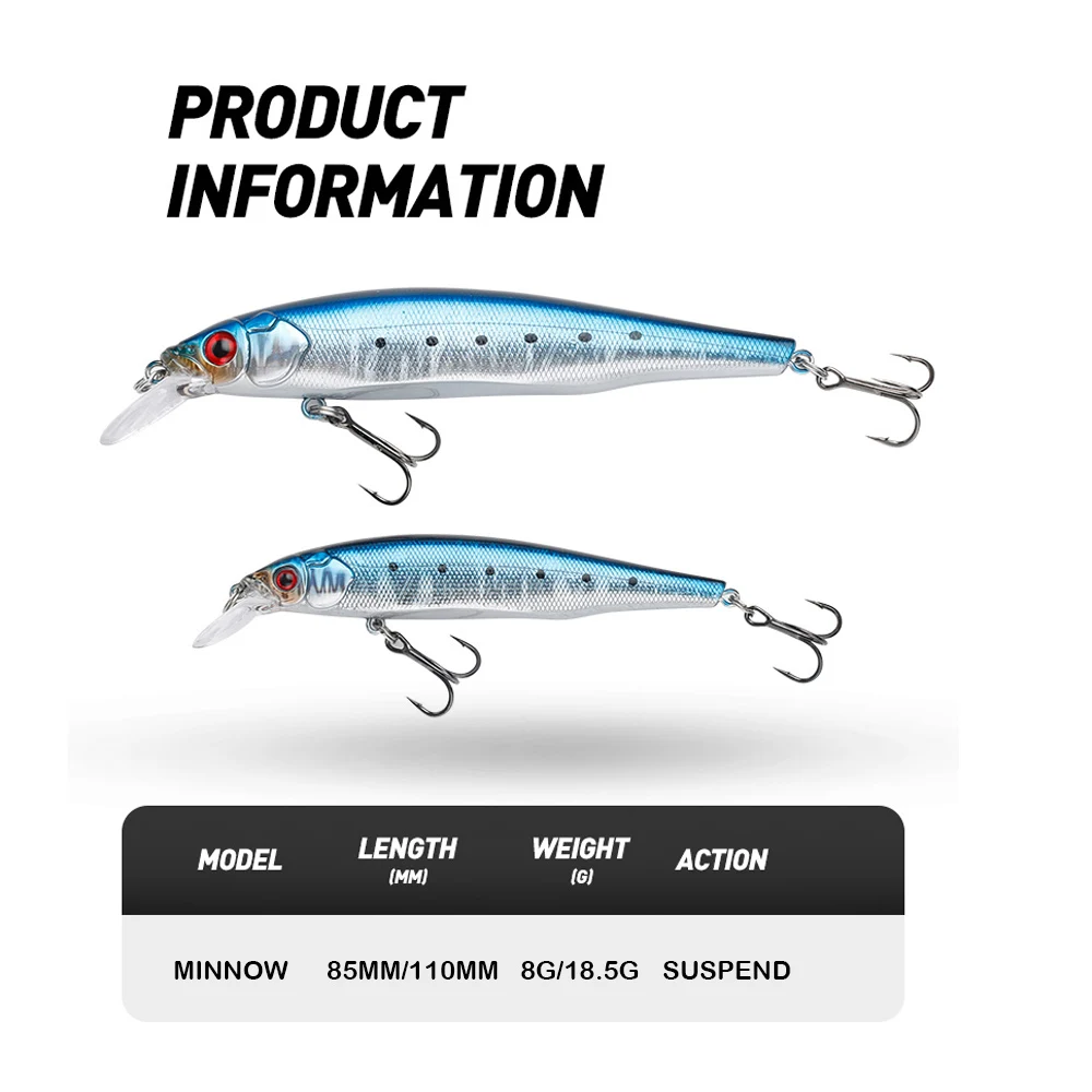 JOHNCOO рыболовная приманка гольян воблер искусственная жесткая подвесная 85 мм/110 мм