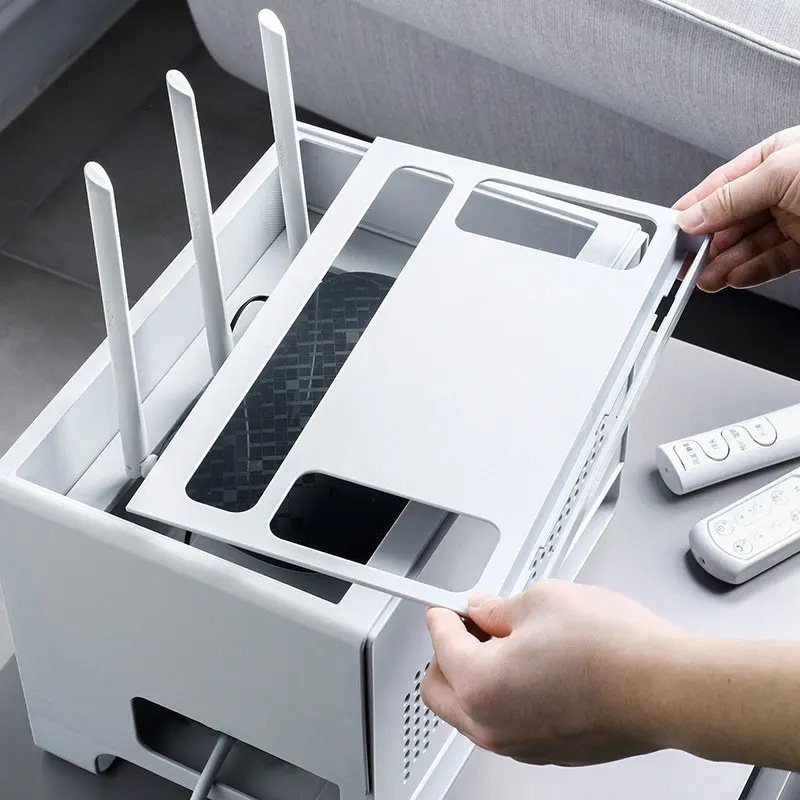 

Ящик для хранения маршрутизатора, рабочий стол, ящик для хранения Wi-Fi, двухслойный, отвод тепла, съемный, коробка маршрутизатора