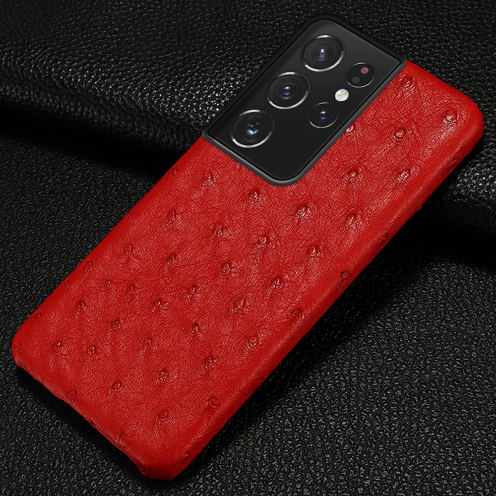 

100% Genuine Ostrich Leather Case For Samsung Galaxy S21 Ultra S20 FE S10 S8 S9 S21 Plus Note 20 10 A31 A50 A70 A71 A51 A31 M31