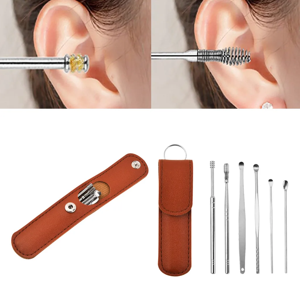 

6PCS Ear Cleaner Ear Pick Ear Wax Removal Tool Ear Cleaning Kit Earwax Remover Curette Ear Cleanser Spoon Health Care Earpick