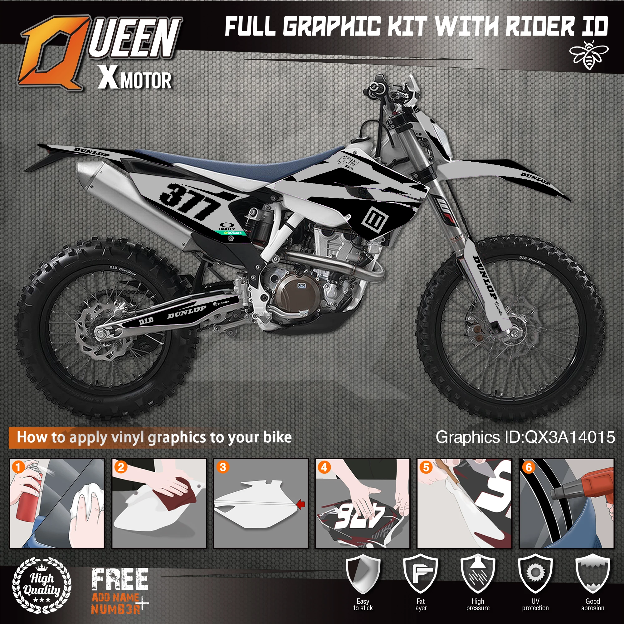 Queen X Custom Team Graphics наклейки 3M Набор стикеров для Husqvarna наклейка на 2014 15 TC FC 2015 16 FE TE 125