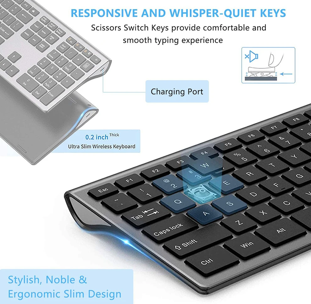 jelly comb usb wireless keyboard ergonomic scissor design keys full size slim office computer keyboard russianspainus layout free global shipping