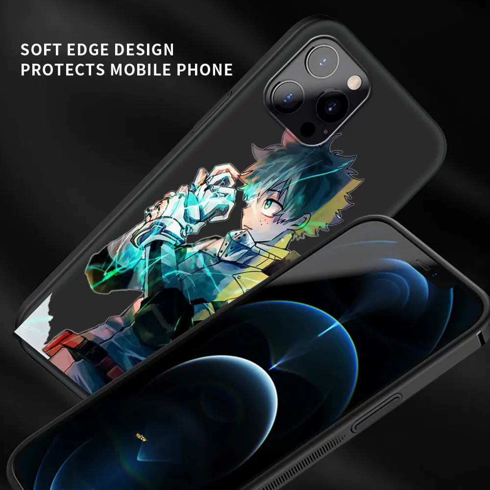 

Phone Case for iPhone 11 Pro Cover For iphone 12 Pro Max 7 8 Plus XR SE 2020 X XS Funda Black Shell Anime My Hero Academia