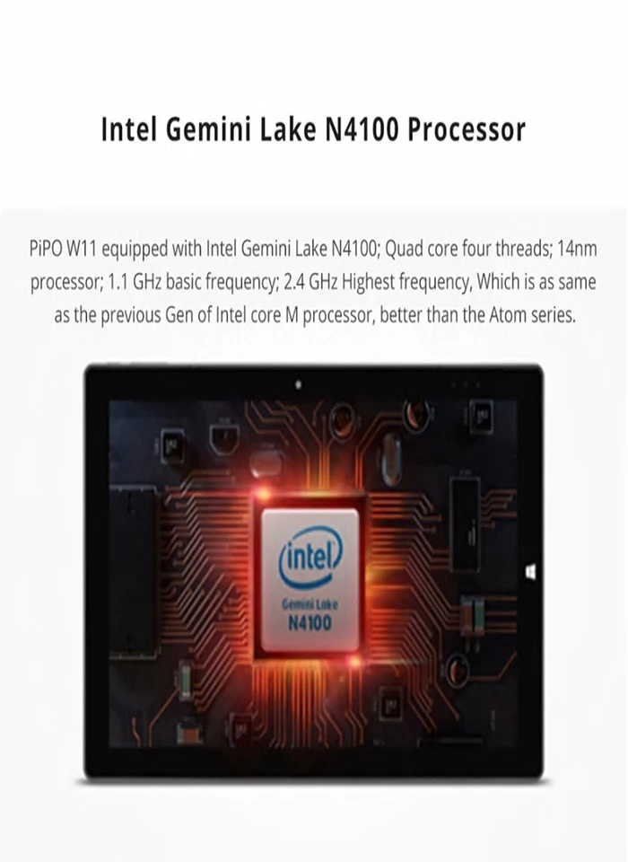 Новейший Pipo 11," планшетный ПК W11 с Intel Celeron N4100 четырехъядерный ноутбук компьютер 4G DDR4 ram 64G rom 128GB SSD ips экран