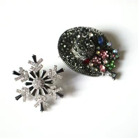 vintage snowflake beaded patches for clothing cubic zirconia rhinestone pin badges parches appliques decoration for clohtes