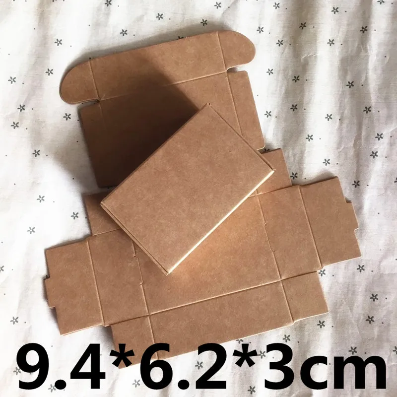 

50pcs 9.4*6.2*3cm Small Kraft paper box brown cardboard handmade soap box candy gift jewelry packaging box Cardboard Carton