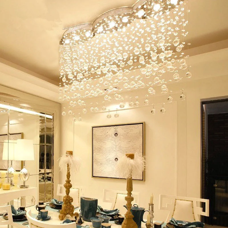 Большая Современная прямоугольная штора хрустальная люстра освещение для