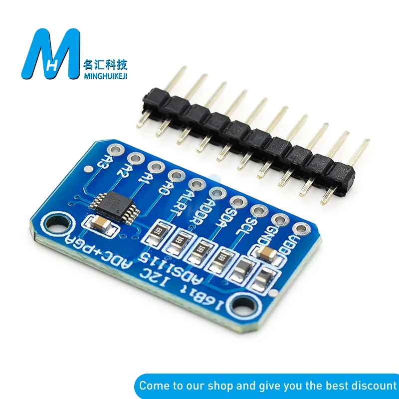16 бит I2C ADS1115 ADC сверхкомпактная 16-точная макетная плата 4-канальная с усилителем Pro