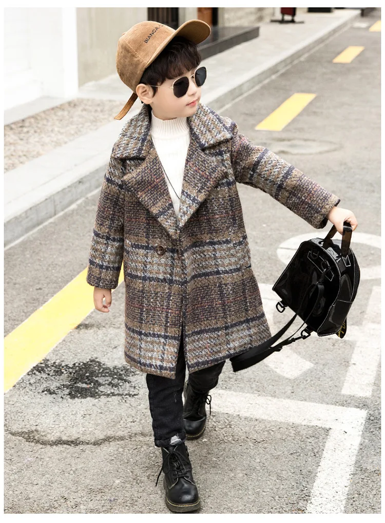 Winter Jackets Boys Solid Woolen Double-breasted Baby Boy Trench Coat Lapel 3 4 5 6 7 Y Kids Outerwear Coats For Boy Windbreaker