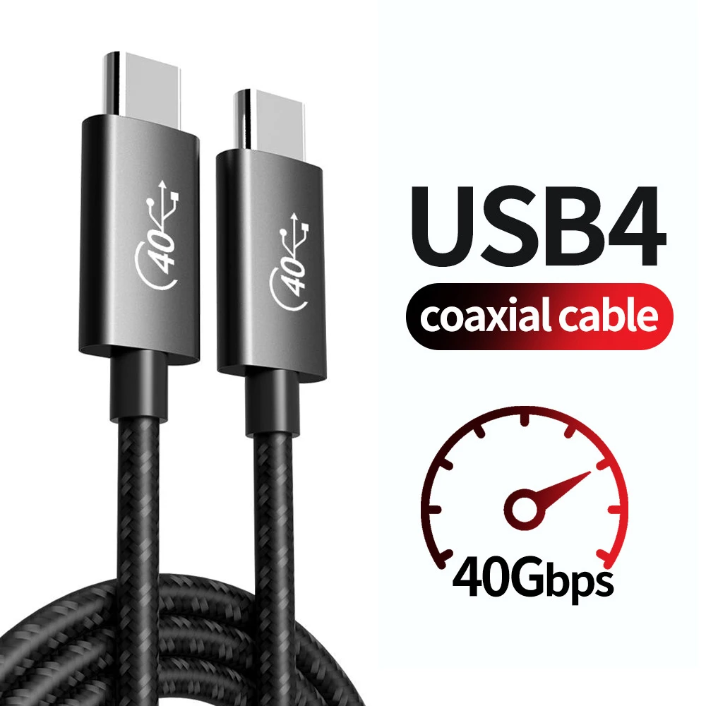 

Коаксиальный кабель USB4 для Thunderbolt 3, PD 100 Вт/40 Гбит/с, передача данных/5K 60 Гц, двойной кабель Type-C для ноутбука, смартфона 2/1/1, 5/0, 5 мм