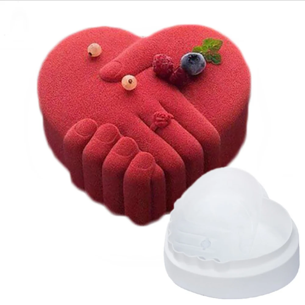 

Valentine's Day Hand in Hand Silicone Chocolate Cake Mould Classic French Heart Shape Mousse Cake Mould DIY Baking Decor Mold