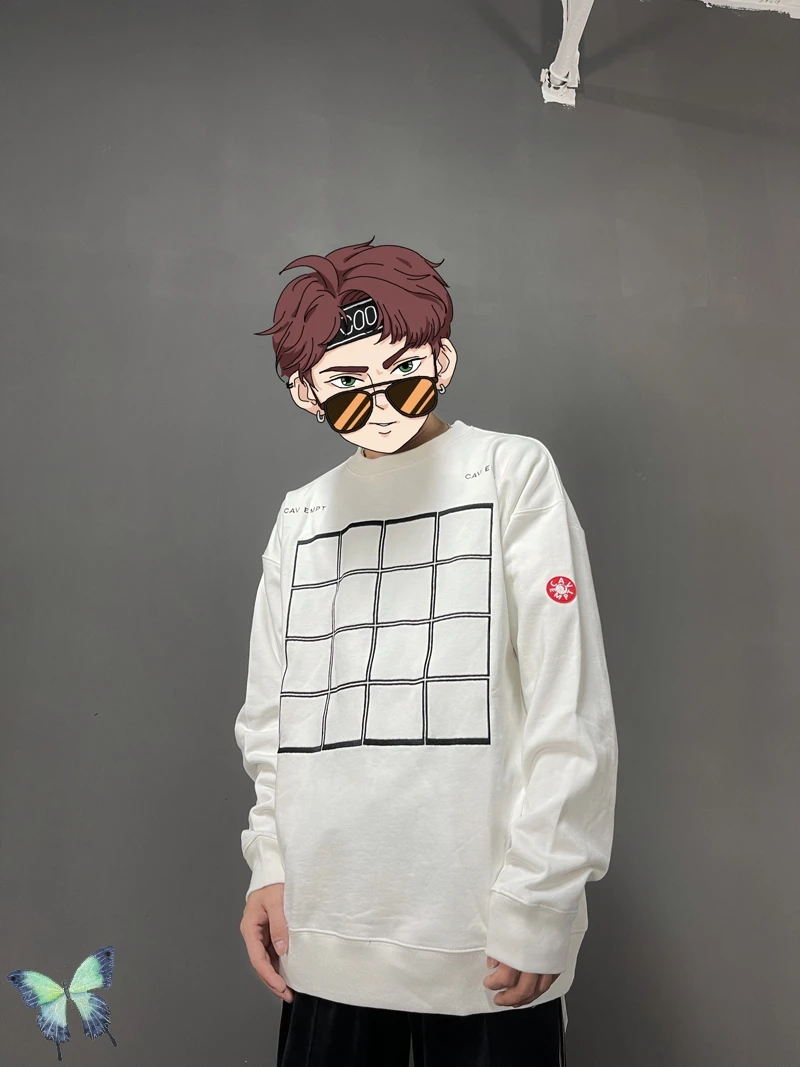 

New CAV EMPT Street Fashion Sweatshirt Cavempt High Quality Loose Sweatshirts Men Women Lattice Window Print Pullover